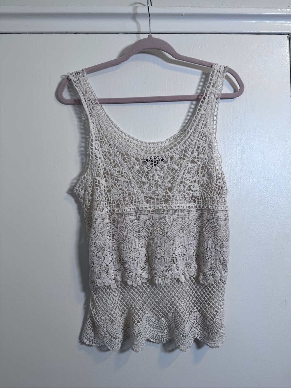 American Eagle Outfitters Cream Crochet Lace Tank